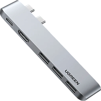 USB-хаб Ugreen 5-in-2 USB C Hub for MacBook Pro/Air Silver (CM251/60559) USB-хаб Ugreen 5-in-2 USB C Hub for MacBook Pro/Air Silver (CM251/60559)