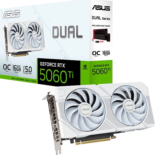 Відеокарта Asus Dual GeForce RTX 5060 Ti 16GB OC Edition White (DUAL-RTX5060TI-O16G-WHITE) UA - придбати в Дніпрі, Україні: ціна, характеристики | інтернет-магазин TOUCH