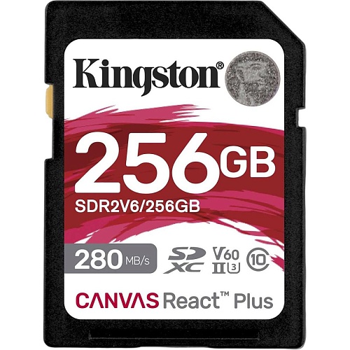 Карта памяти Kingston SDXC Canvas React Plus 256GB Class 10 UHS-II U3 V60 (SDR2V6/256GB)
