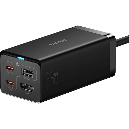 Мережевий зарядний пристрій Baseus GaN5 Pro Desktop Fast Charger 67W Black + Cable USB-C (CCGP110201) - придбати в Дніпрі, Україні: ціна, характеристики | інтернет-магазин TOUCH