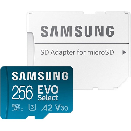 Карта памяти Samsung microSDXC EVO Select 256GB UHS-I U3 Class 10 V30 A2 + SD Adapter (MB-ME256KA)