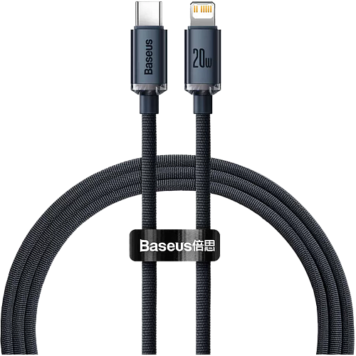 Кабель Baseus Crystal Shine Series USB-C to Lightning 20W 2m Black (CAJY000301)