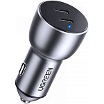 Автомобильное зарядное устройство Ugreen CD213 QC 3.0 Dual USB-C 40W Grey (70594)