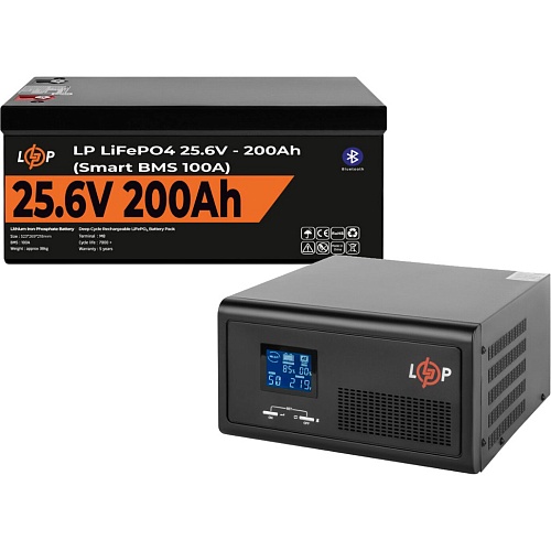 Источник бесперебойного питания (ИБП) LogicPower LPE-B-PSW-2300VA + LiFePO4 батарея 25.6V - 200Ah Smart BMS BT (20488)
