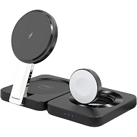Беспроводное зарядное устройство Choetech T636-F Qi2 3in1 Foldable Magsafe Wireless Charger Black