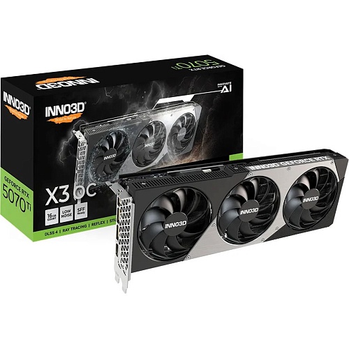 Видеокарта Inno3D GeForce RTX 5070 Ti X3 OC (N507T3-16D7X-176068N) EU Видеокарта Inno3D GeForce RTX 5070 Ti X3 OC (N507T3-16D7X-176068N) EU