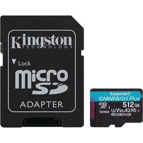 Карта пам'яті Kingston microSDXC Canvas Go! Plus 512GB Class 10 UHS-I U3 V30 A2 + SD адаптер (SDCG4/512GB) - придбати в Дніпрі, Україні: ціна, характеристики | інтернет-магазин TOUCH