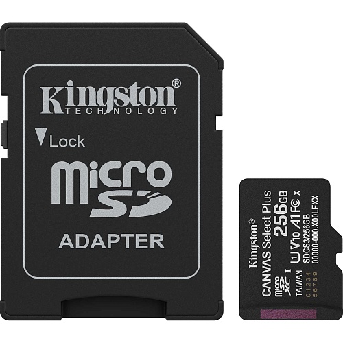 Карта пам'яті Kingston microSDXC Canvas Select Plus 256GB Class 10 UHS-1 А1 + SD адаптер (SDCS3/256GB) - придбати в Дніпрі, Україні: ціна, характеристики | інтернет-магазин TOUCH