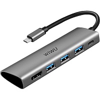 USB-хаб WiWU Alpha A531H 5-in-1 USB-C Hub Gray USB-хаб WiWU Alpha A531H 5-in-1 USB-C Hub Gray