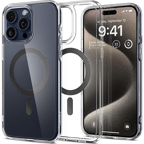 Чехол Spigen Ultra Hybrid MagFit with MagSafe для Apple iPhone 15 Pro Max Carbon Fiber (ACS06578)
