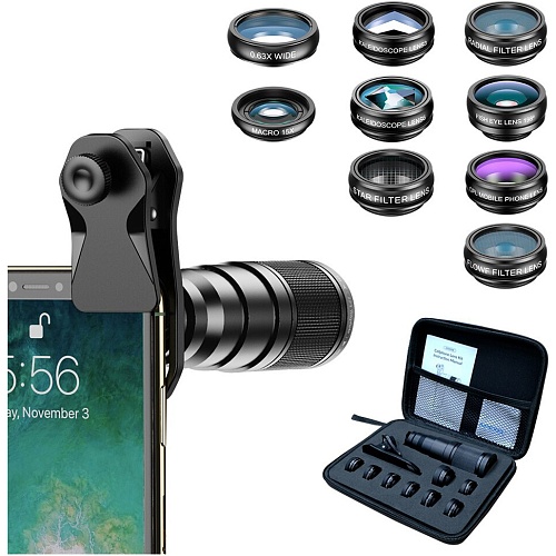 Набор объективов для телефона Apexel 10 in 1 Phone Lens Kit (APL-22XDG9)
