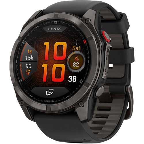 Смарт-годинник Garmin Fenix 8 Pro AMOLED Sapphire 51mm Carbon Gray DLC Titanium with Black/Pebble Gray Silicone Band (010-03199-01) - придбати в Дніпрі, Україні: ціна, характеристики | інтернет-магазин TOUCH