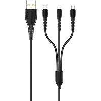 Кабель Usams US-SJ367 U35 3in1 USB-A to USB-C/Lightning/Micro-USB 2A 1m Black (SJ367USB01) Кабель Usams US-SJ367 U35 3in1 USB-A to USB-C/Lightning/Micro-USB 2A 1m Black (SJ367USB01)