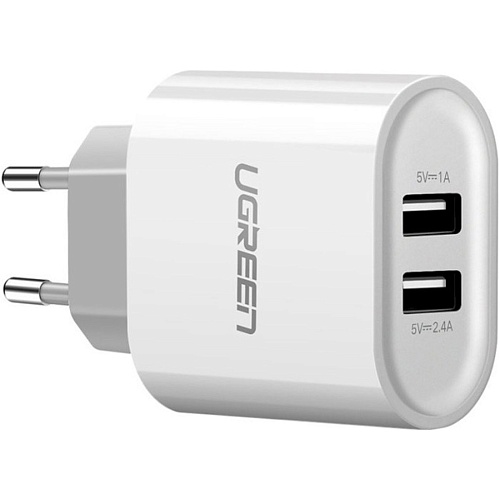 Сетевое зарядное устройство Ugreen CD104 Dual USB Wall Charger 3.4A White (20384)