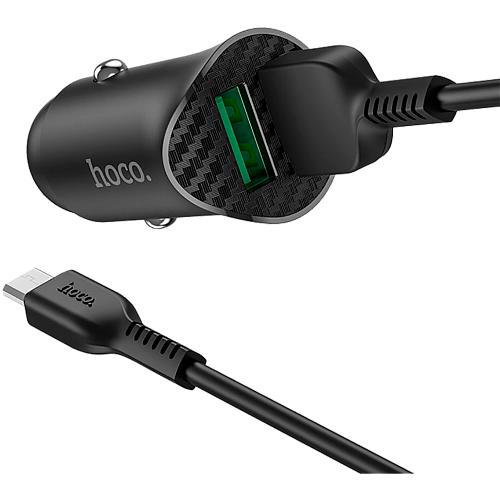 Автомобільний зарядний пристрій Hoco Z39 Farsighted QC3.0 Black + microUSB - придбати в Дніпрі, Україні: ціна, характеристики | інтернет-магазин TOUCH