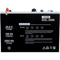 Аккумулятор Solinved SOL-2560 LiFePO4 24V (25.6V/100Ah/2560Wh) BMS Аккумулятор Solinved SOL-2560 LiFePO4 24V (25.6V/100Ah/2560Wh) BMS