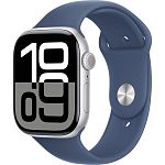 Смарт-годинник Apple Watch Series 10 GPS 46mm Silver Aluminum Case with Denim Sport Band S/M (MWWL3)