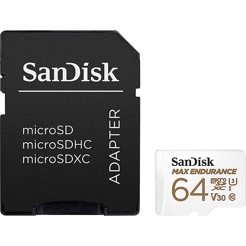 Карта памяти SanDisk 64GB microSDXC Endurance UHS-I Max U3 V30 + SD Adapter (SDSQQVR-064G-GN6IA)