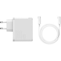 Мережевий зарядний пристрій Baseus GaN2 Fast Charger 100W + Cable USB-C to USB-C White (TZCCGAN-L02) - придбати в Дніпрі, Україні: ціна, характеристики | інтернет-магазин TOUCH