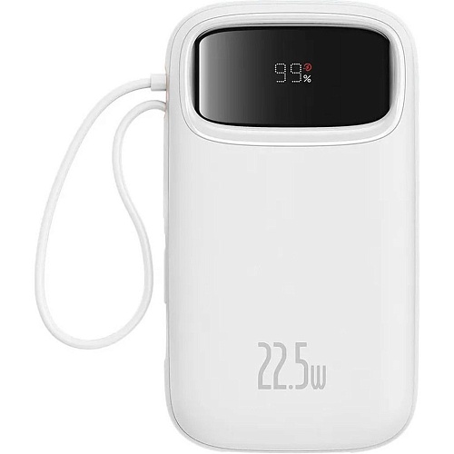 Внешний аккумулятор Baseus QPow2 Dual Cable 10000mAh 22.5W White (PPMD020102-B1)