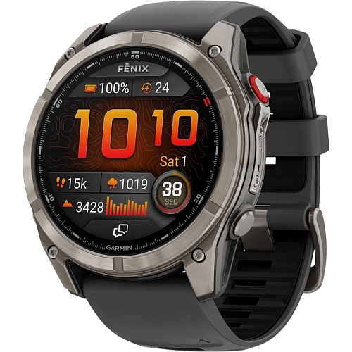Смарт-часы Garmin Fenix 8 Pro AMOLED Sapphire 51mm Carbon Gray DLC Titanium with Graphite/Black Silicone Band (010-03199-11)
