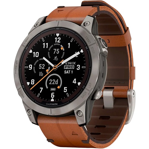 Смарт-часы Garmin Fenix 7 Pro Sapphire Solar Edition Titanium with Chestnut Leather Band (010-02777-30)