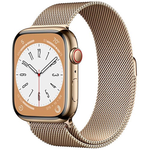 Смарт-часы Apple Watch Series 8 GPS + Cellular 45mm Gold Stainless Steel with Gold Milanese Loop (MNKP3/MNKQ3)
