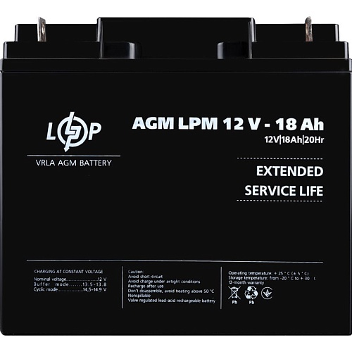 Аккумулятор LogicPower AGM 12V (12V/18Ah/216Wh) (4133)