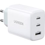 Сетевое зарядное устройство Ugreen CD275 65W 2xUSB-C 1xUSB-A Fast Charger White (90496)