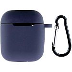 Чехол Silicone Case + Carabine для Apple AirPods Midnight Blue