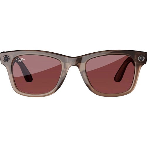 Смарт-очки Ray-Ban Meta Wayfarer Shiny Warm Stone Frame Clear/Watermelon Red Transitions Lenses (RW4008 6705P5 53-22)