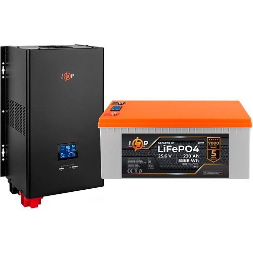 Источник бесперебойного питания (ИБП) LogicPower LPE-W-PSW-3600VA + АКБ LiFePO4 LCD 25.6V - 230Ah BMS 200A/100A (22636)