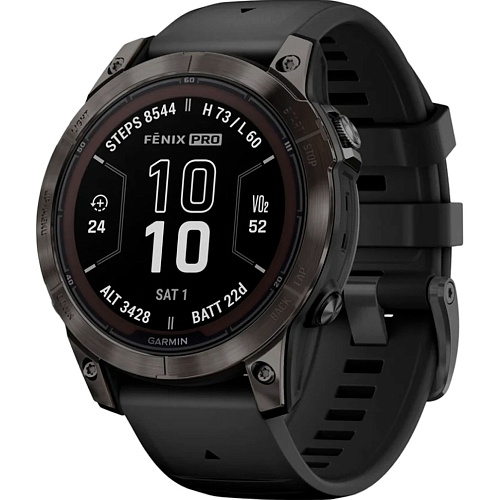 Смарт-часы Garmin Fenix 7 Pro Sapphire Solar Edition Carbon Gray DLC Titanium with Black Band (010-02777-10)