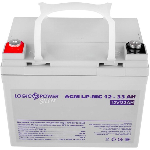Аккумулятор LogicPower Silver AGM-MG 12V (12V/33Ah/396Wh) (3429)