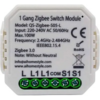 Умное реле Tuya Zigbee 1 без нулевой линии (QS-Zigbee-S05-L) 