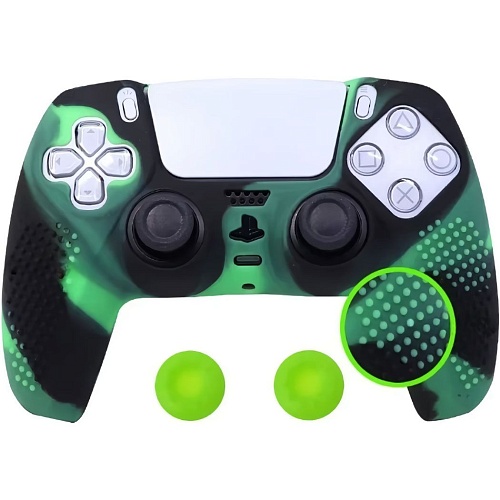 Чехол на геймпад Silicone Case для Sony DualSense Black/Green 