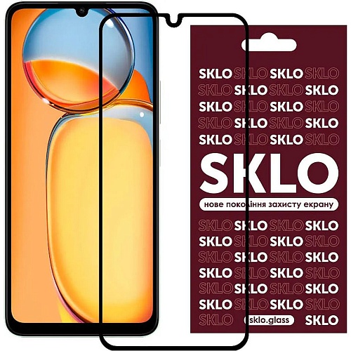 Защитное стекло SKLO для Redmi 13C/Poco C65 Full 3D Glass Black