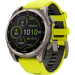Смарт-годинник Garmin Fenix 8 Solar Sapphire 47mm Titanium with Amp Yellow/Graphite Silicone Band (010-02906-21) 