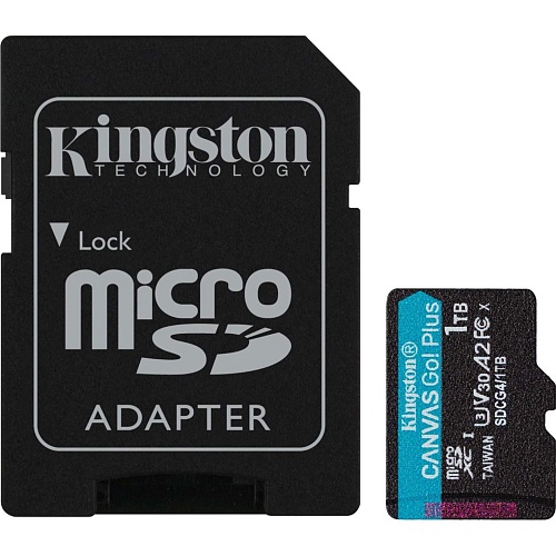 Карта пам'яті Kingston microSDXC Canvas Go! Plus 1TB Class 10 UHS-I U3 V30 A2 + SD адаптер (SDCG4/1TB) - придбати в Дніпрі, Україні: ціна, характеристики | інтернет-магазин TOUCH