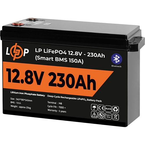 Аккумулятор LogicPower LiFePO4 Smart BT 12V (12.8V/230Ah/2944Wh) (Smart BMS 150А) (20199)
