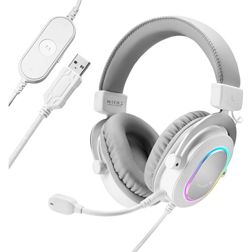 Игровые наушники Fifine H6 RGB 7.1 White