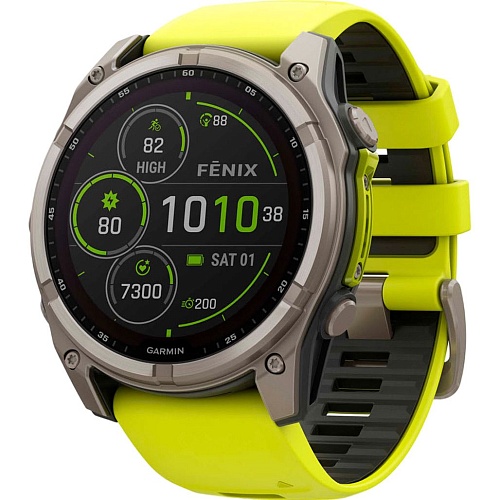 Смарт-часы Garmin Fenix 8 Solar Sapphire 51mm Titanium with Amp Yellow/Graphite Silicone Band (010-02907-20) 