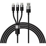 Кабель Baseus StarSpeed 1-for-3 Data Cable USB-A to M + L + C 1.2m Black (CAXS000001)