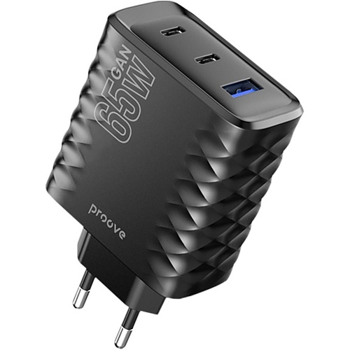 Мережевий зарядний пристрій Proove Speed Surge Gan 65W USB-A + 2 USB-C Black (WCSS60120001) - придбати в Дніпрі, Україні: ціна, характеристики | інтернет-магазин TOUCH