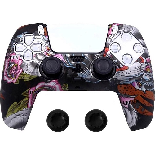 Чехол на геймпад Silicone Case для Sony DualShock 4 Black Rose Dragon