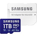 Карта памяти Samsung microSDXC PRO Plus 1TB Class 10 UHS-I U3 V30 A2 + SD Adapter (MB-MD1T0SA/EU)