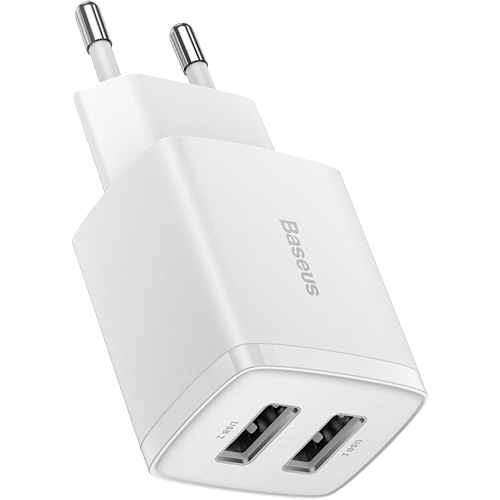 Мережевий зарядний пристрій Baseus Compact Charger 2U 10.5W White (CCXJ010202) - придбати в Дніпрі, Україні: ціна, характеристики | інтернет-магазин TOUCH