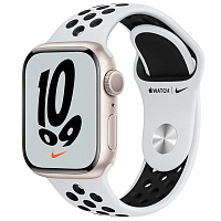 Смарт-часы Apple Watch Nike Series 7 GPS 45mm Starlight Aluminum Case with Pure Platinum/Black Nike Sport Band (MKNA3)