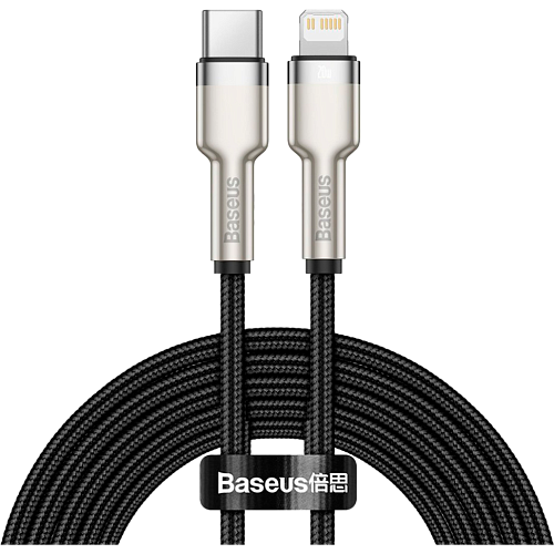 Кабель Baseus Cafule Metal USB-C to Lightning PD 20W 2m Black (CATLJK-B01) - придбати в Дніпрі, Україні: ціна, характеристики | інтернет-магазин TOUCH