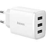 Мережевий зарядний пристрій Baseus Compact Charger 3U 17W 3USB White (CCXJ020102)